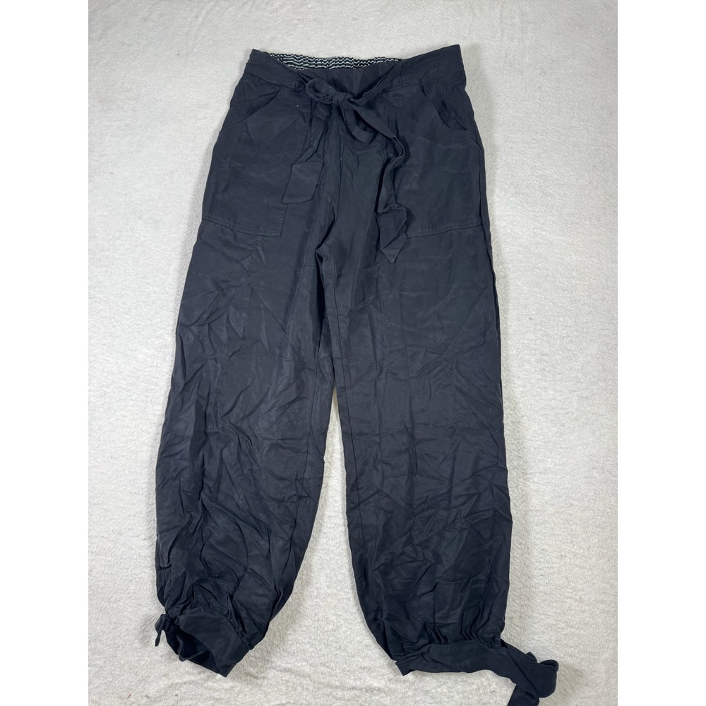 Allie Drew Jogger Pants Womens Large Black Excellent Tie Waist Ankle Boho